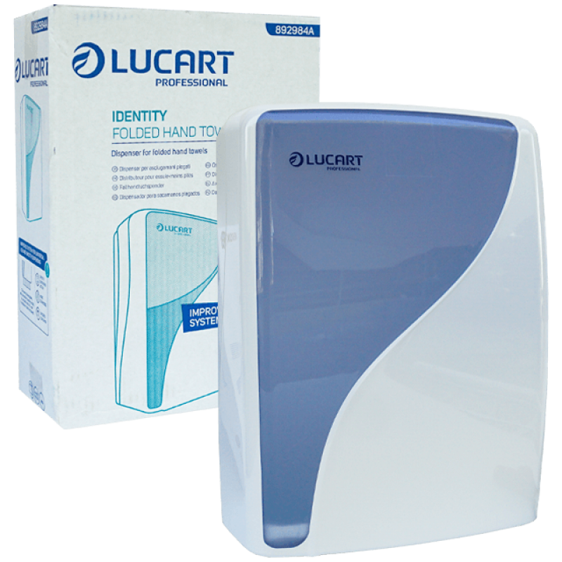 Dispenser (dozator), Lucart, pentru prosoape hartie pliate V 250 buc, alb, 28.5x12.5x38 CM